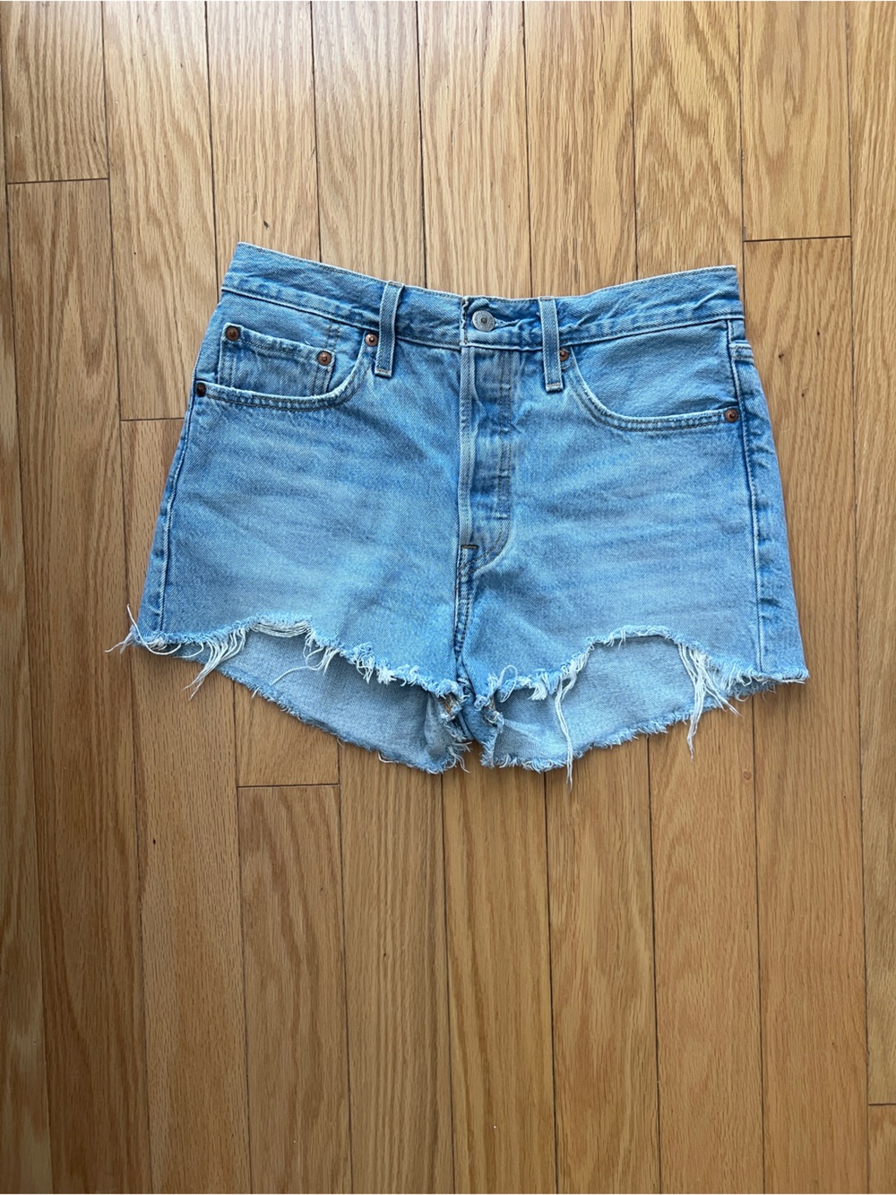 Levi's Light Blue Distressed Jean Cutoff Shorts